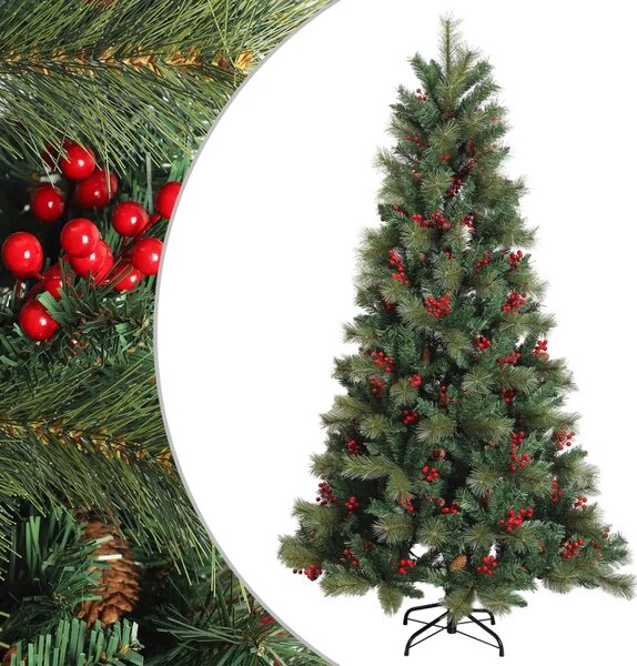 Umjetno božićno drvce s nogom 210 cm PVC i metal Zelena - 210 cm bez LED svjetala