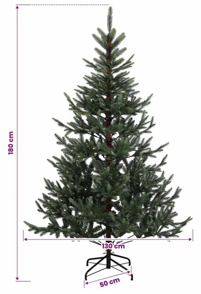 Umjetno božićno drvce s nogom 180 cm PVC i metal Zelena - Zelena 180 cm bez LED svjetala