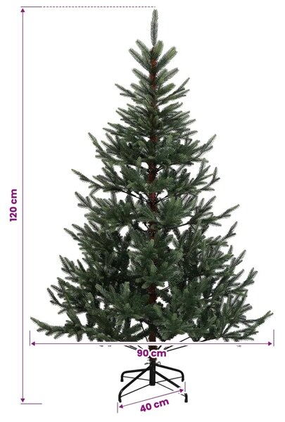 Umjetno božićno drvce s nogom 120 cm PVC i metal Zelena - Zelena 120 cm bez LED svjetala