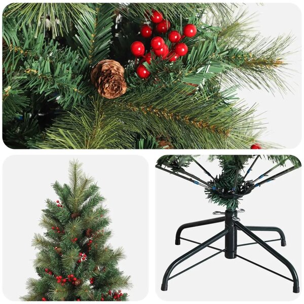 Umjetno božićno drvce s nogom 210 cm PVC i metal Zelena - 210 cm bez LED svjetala