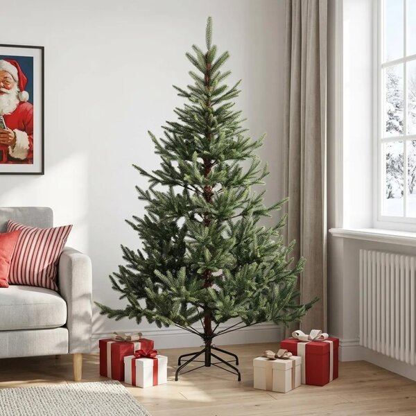 Umjetno božićno drvce s nogom 210 cm PVC i metal Zelena - Zelena 210 cm bez LED svjetala