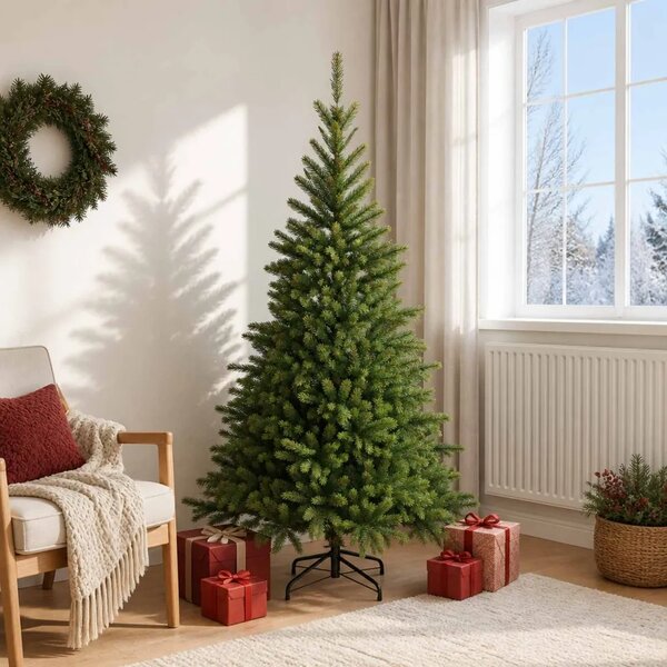 Umjetno božićno drvce s nogom 180 cm PVC i metal Zelena - 180 cm bez LED svjetala
