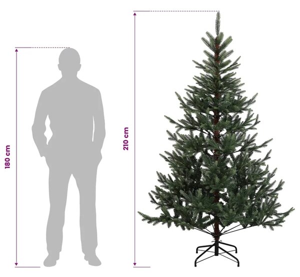 Umjetno božićno drvce s nogom 210 cm PVC i metal Zelena - Zelena 210 cm bez LED svjetala
