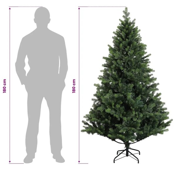 Umjetno božićno drvce s nogom 180 cm PVC i metal Zelena - Zelena 180 cm bez LED svjetala