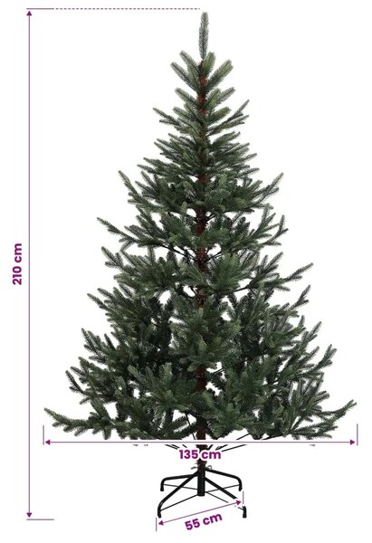 Umjetno božićno drvce s nogom 210 cm PVC i metal Zelena - Zelena 210 cm bez LED svjetala