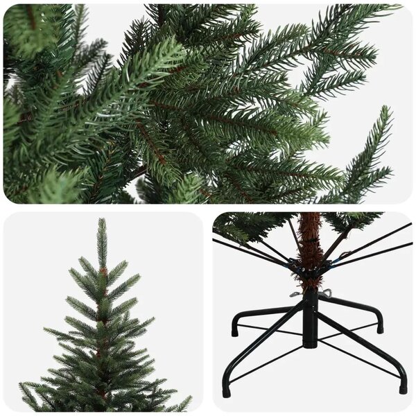 Umjetno božićno drvce s nogom 180 cm PVC i metal Zelena - Zelena 180 cm bez LED svjetala