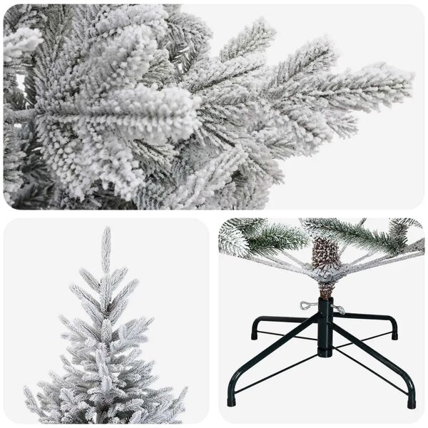 Umjetno božićno drvce s nogom 240 cm PVC i metal - Zelena i bijela 240 cm bez LED svjetala