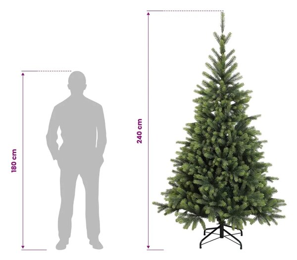 Umjetno božićno drvce s nogom 240 cm PVC i metal Zelena - 240 cm bez LED svjetala