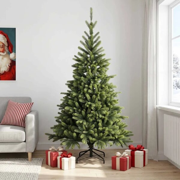 Umjetno božićno drvce s nogom 240 cm PVC i metal Zelena - 240 cm bez LED svjetala