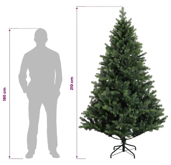 Umjetno božićno drvce s nogom 210 cm PVC i metal Zelena - Zelena 210 cm bez LED svjetala