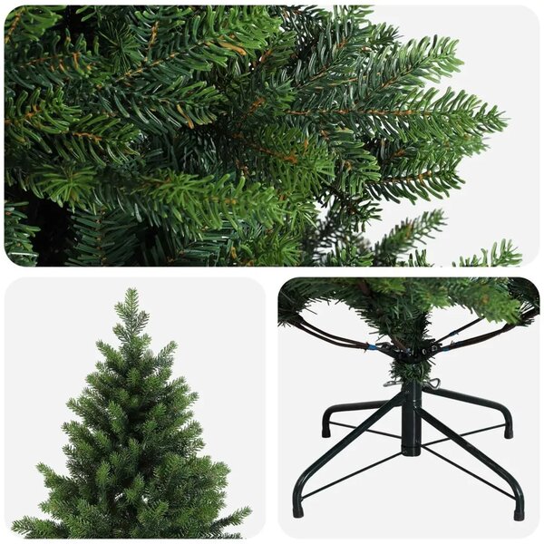 Umjetno božićno drvce s nogom 210 cm PVC i metal Zelena - Zelena 210 cm bez LED svjetala