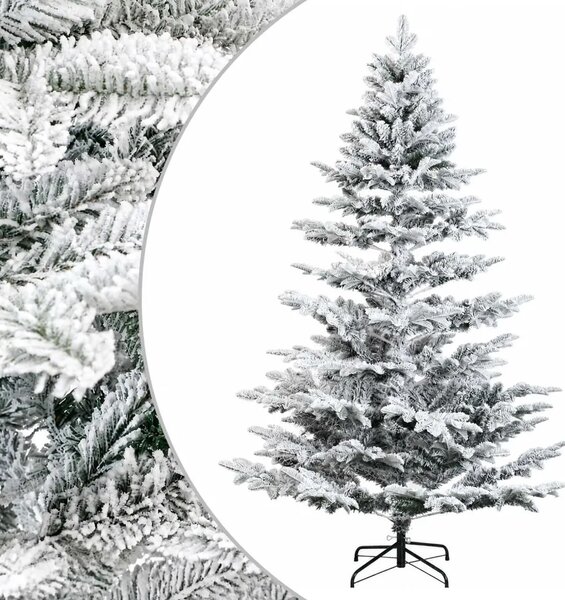Umjetno božićno drvce s nogom 180 cm PE i PVC Zelena i bijela - Zelena i bijela 180 cm bez LED svjetala