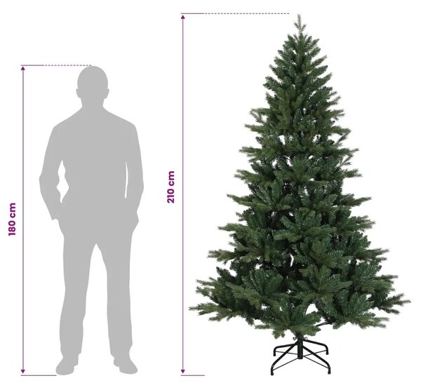 Umjetno božićno drvce s nogom 210 cm PVC i metal Zelena - 210 cm bez LED svjetala