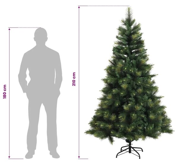 Umjetno božićno drvce s nogom 210 cm PVC i metal Zelena - Zelena 210 cm bez LED svjetala