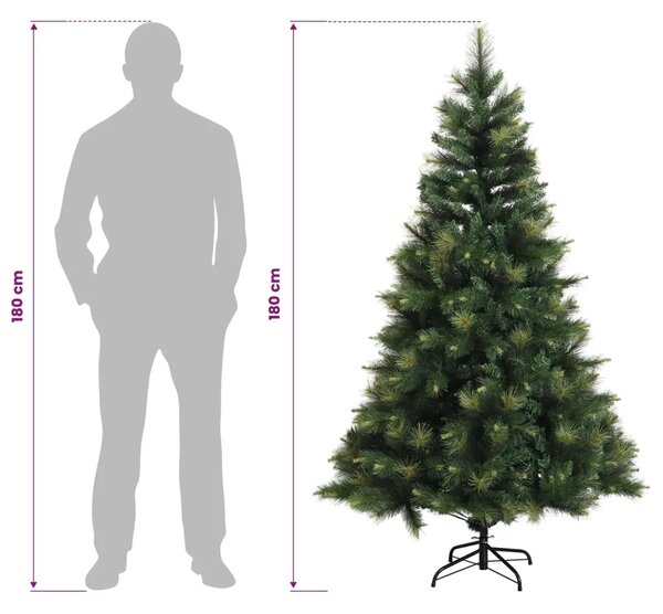 Umjetno božićno drvce s nogom 180 cm PVC i metal Zelena - Zelena 180 cm bez LED svjetala