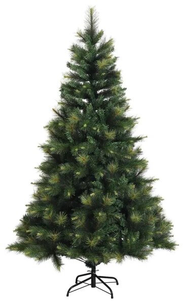 Umjetno božićno drvce s nogom 180 cm PVC i metal Zelena - Zelena 180 cm bez LED svjetala