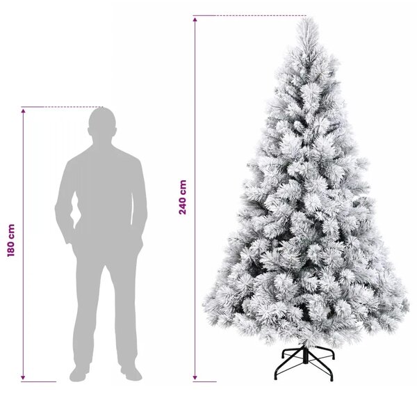 Umjetno božićno drvce s nogom 240 cm PVC i metal - Zelena i bijela 240 cm bez LED svjetala