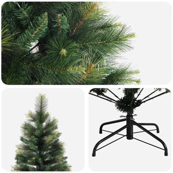 Umjetno božićno drvce s nogom 180 cm PVC i metal Zelena - Zelena 180 cm bez LED svjetala