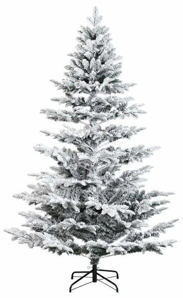 Umjetno božićno drvce s nogom 180 cm PE i PVC Zelena i bijela - Zelena i bijela 180 cm bez LED svjetala