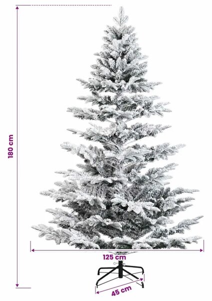 Umjetno božićno drvce s nogom 180 cm PE i PVC Zelena i bijela - Zelena i bijela 180 cm bez LED svjetala