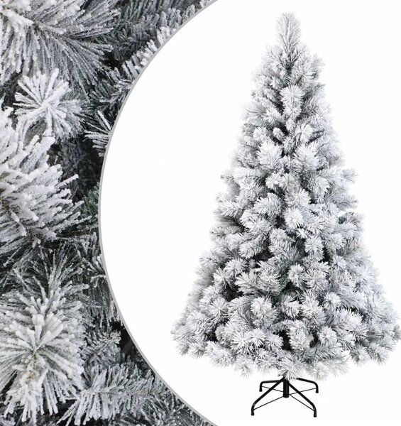 Umjetno božićno drvce s nogom 240 cm PVC i metal - Zelena i bijela 240 cm bez LED svjetala
