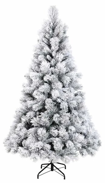 Umjetno božićno drvce s nogom 240 cm PVC i metal - Zelena i bijela 240 cm bez LED svjetala