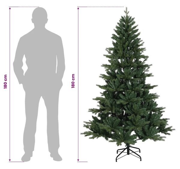 Umjetno božićno drvce s nogom 180 cm PVC i metal Zelena - 180 cm bez LED svjetala