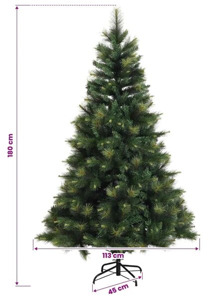 Umjetno božićno drvce s nogom 180 cm PVC i metal Zelena - Zelena 180 cm bez LED svjetala
