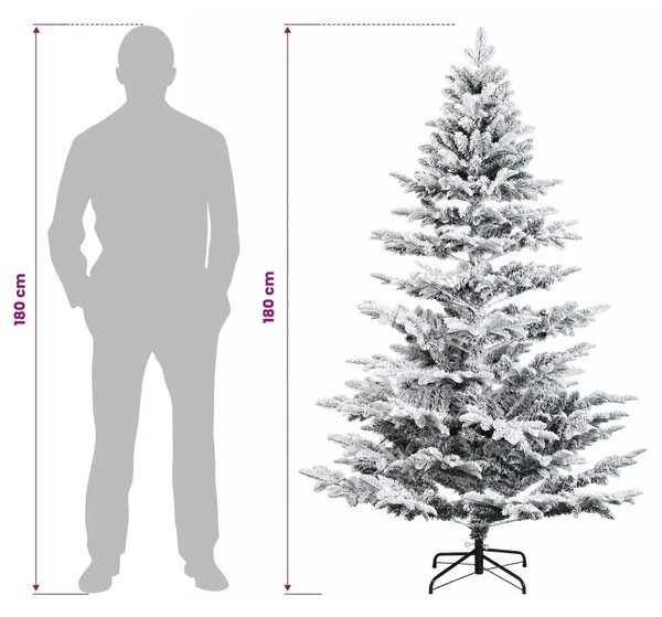 Umjetno božićno drvce s nogom 180 cm PE i PVC Zelena i bijela - Zelena i bijela 180 cm bez LED svjetala