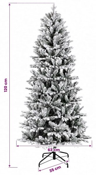 Umjetno božićno drvce s nogom 120 cm PVC i PE Zelena i bijela - Zelena i bijela 120 cm bez LED svjetala