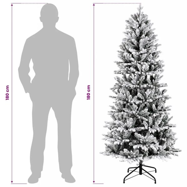 Umjetno božićno drvce s nogom 180 cm PVC i PE Zelena i bijela - Zelena i bijela 180 cm bez LED svjetala