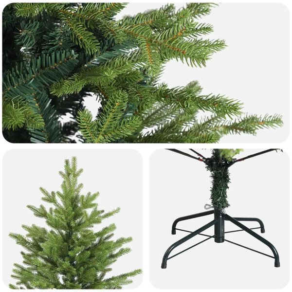 Umjetno božićno drvce s nogom 180 cm PVC i metal Zelena - Zelena 180 cm bez LED svjetala