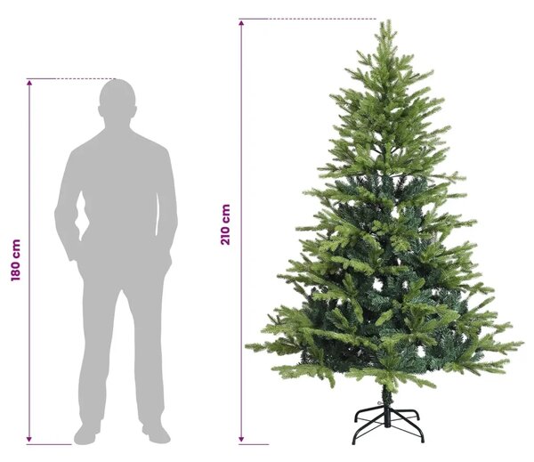 Umjetno božićno drvce s nogom 210 cm PVC i metal Zelena - Zelena 210 cm bez LED svjetala