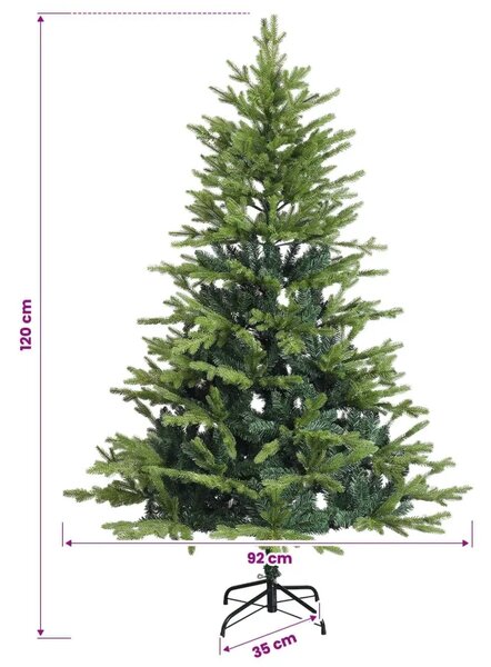 Umjetno božićno drvce s nogom 120 cm PVC i metal Zelena - Zelena 120 cm bez LED svjetala