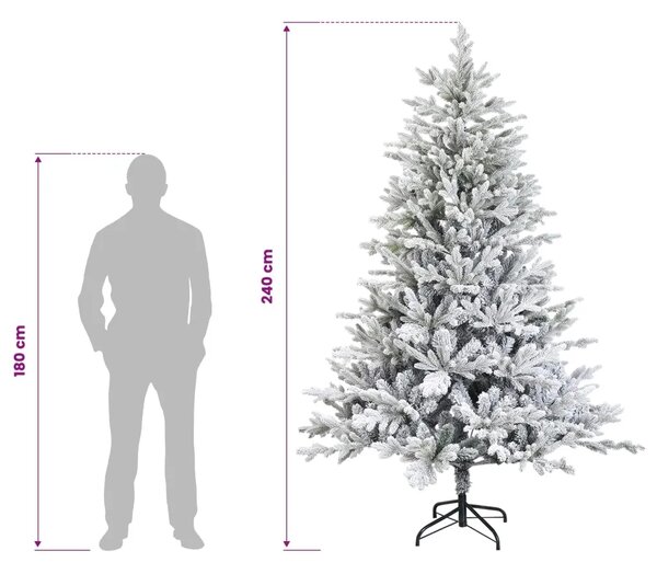 Umjetno božićno drvce s nogom 240 cm PVC i metal - Zelena i bijela 240 cm bez LED svjetala