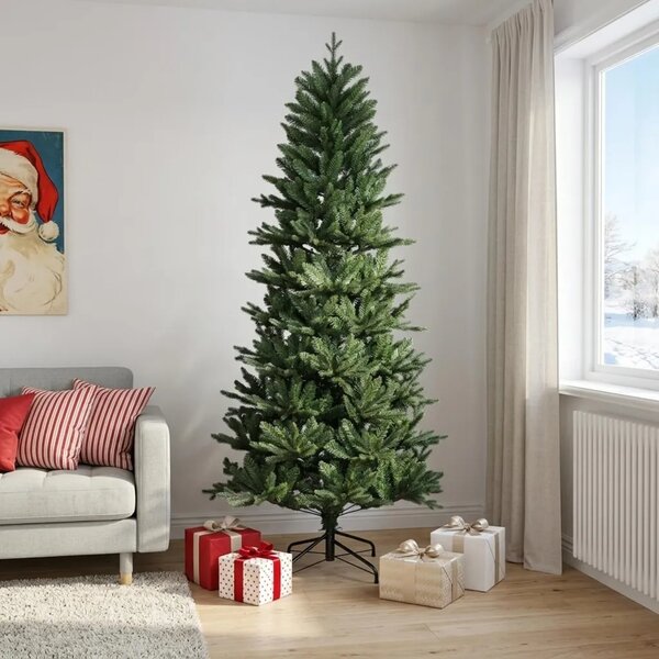 Umjetno božićno drvce s nogom 210 cm PVC i PE Zelena - Zelena 210 cm bez LED svjetala