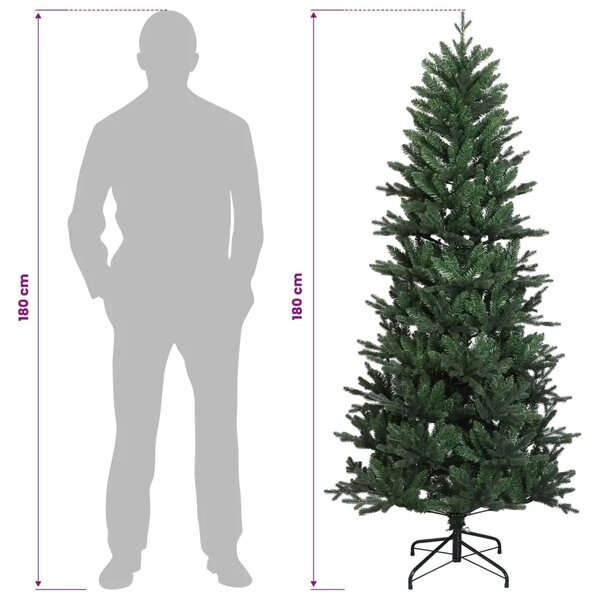 Umjetno božićno drvce s nogom 180 cm PVC i PE Zelena - Zelena 180 cm bez LED svjetala