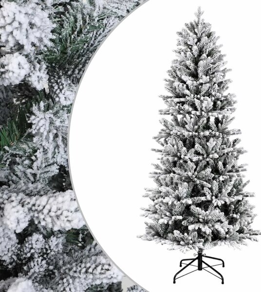 Umjetno božićno drvce s nogom 180 cm PVC i PE Zelena i bijela - Zelena i bijela 180 cm bez LED svjetala
