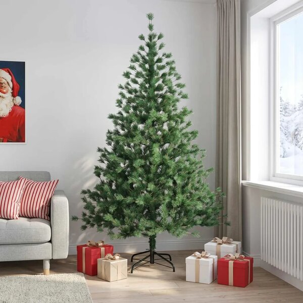Umjetno božićno drvce s nogom 210 cm PVC i metal Zelena - 210 cm bez LED svjetala