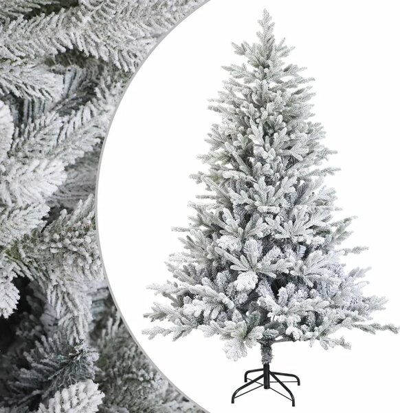 Umjetno božićno drvce s nogom 120 cm PVC i metal - Zelena i bijela 120 cm bez LED svjetala
