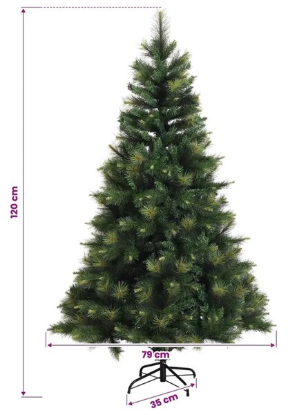 Umjetno božićno drvce s nogom 120 cm PVC i metal Zelena - Zelena 120 cm bez LED svjetala