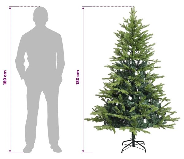 Umjetno božićno drvce s nogom 180 cm PVC i metal Zelena - Zelena 180 cm bez LED svjetala