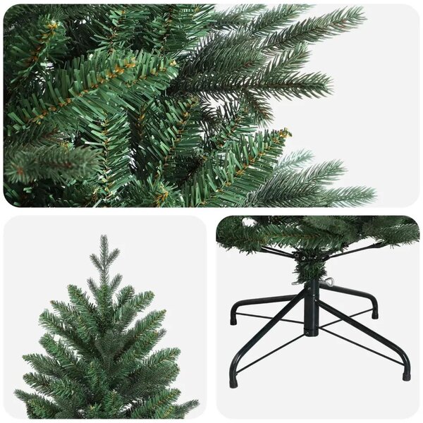 Umjetno božićno drvce s nogom 180 cm PVC i PE Zelena - Zelena 180 cm bez LED svjetala