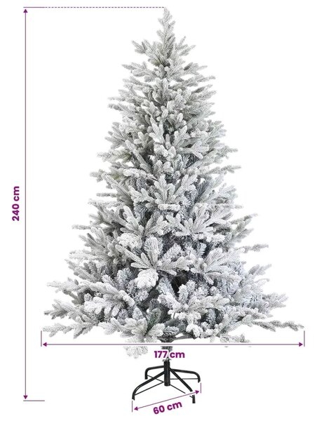 Umjetno božićno drvce s nogom 240 cm PVC i metal - Zelena i bijela 240 cm bez LED svjetala