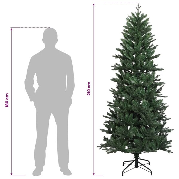 Umjetno božićno drvce s nogom 210 cm PVC i PE Zelena - Zelena 210 cm bez LED svjetala