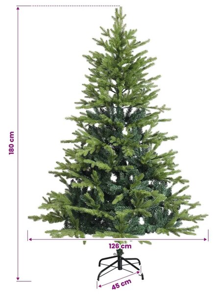Umjetno božićno drvce s nogom 180 cm PVC i metal Zelena - Zelena 180 cm bez LED svjetala