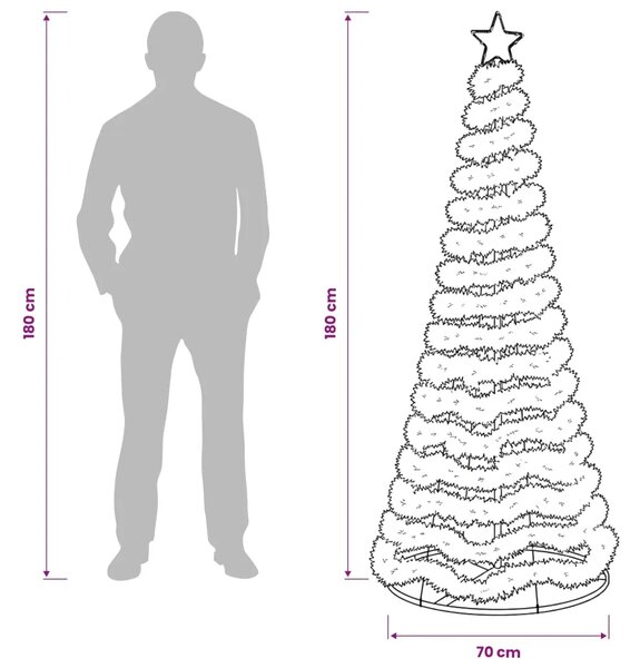 LED božićno drvce od folije s postoljem EKENAS 180 cm - Šareni 180 cm