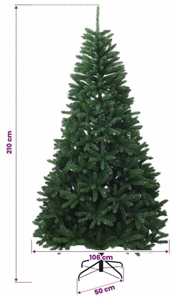 Umjetno božićno drvce s nogom 210 cm PVC Srednja zelena - Srednje zelena Ø 106 x 210 cm bez LED svjetala