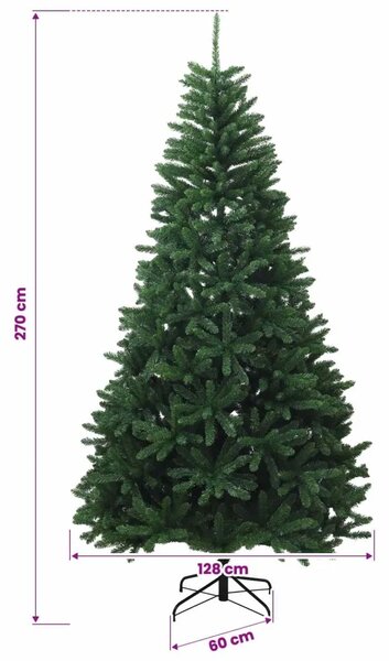Umjetno božićno drvce s nogom 270 cm 600 LED lampica - Srednje zelena Ø 128 x 270 cm s 600 LED dioda