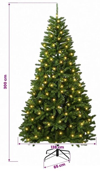 Umjetno božićno drvce s nogom 300 cm 1000 LED lampica - Svijetlo zelena Ø 138 x 300 cm s 1000 LED dioda